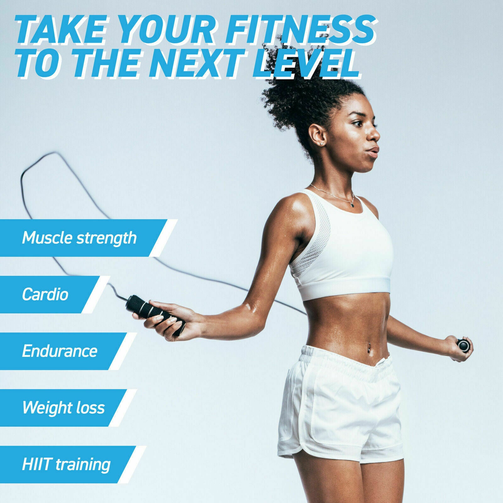 Adjustable Jump Rope with Weighted Handles - Intermediate - 2.72m