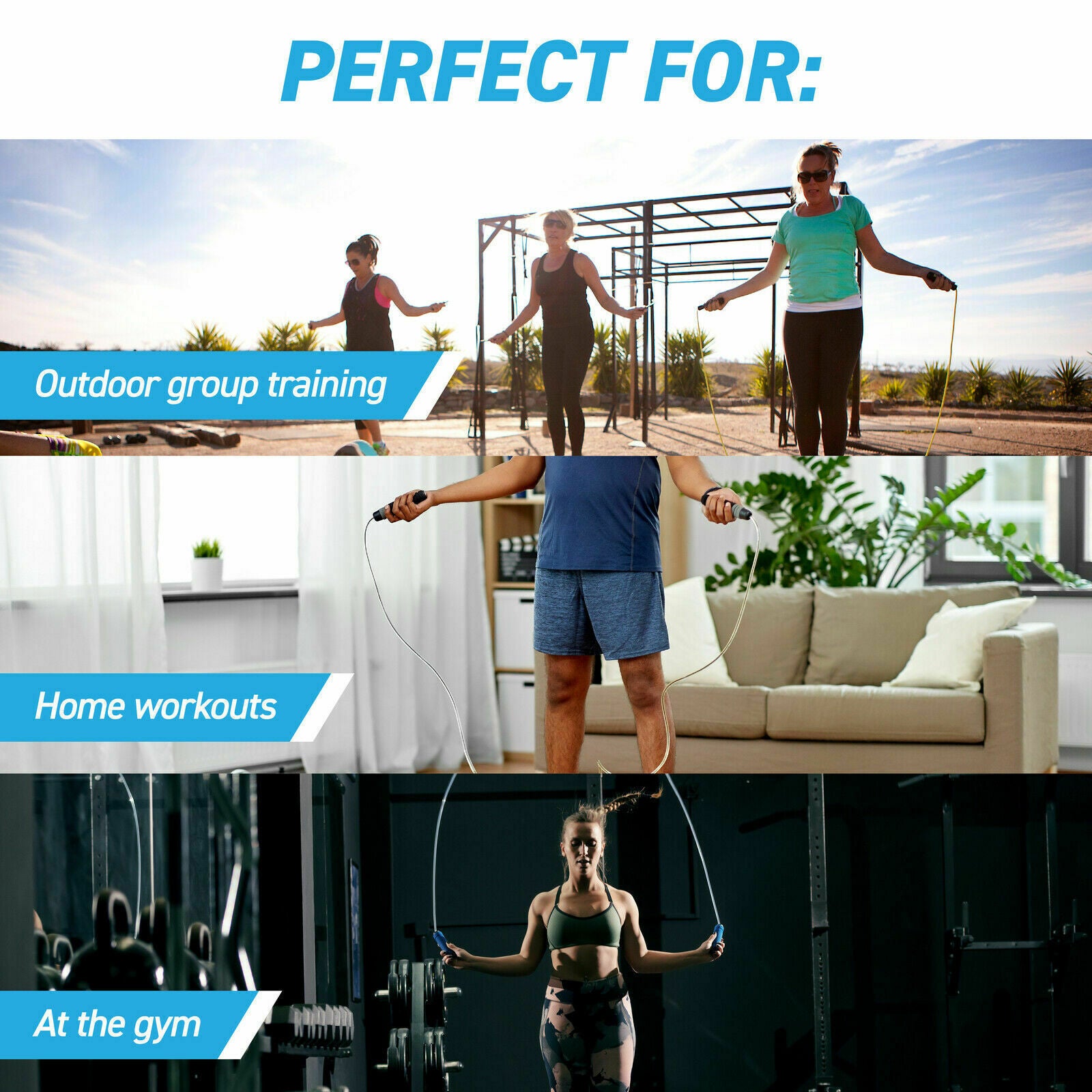 Adjustable Jump Rope with Weighted Handles - Intermediate - 2.72m