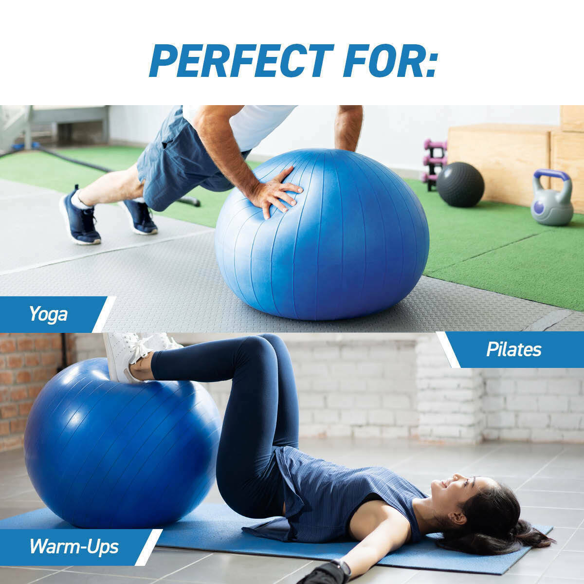 Sas Sports Exercise Gym Ball 65cm - Blue