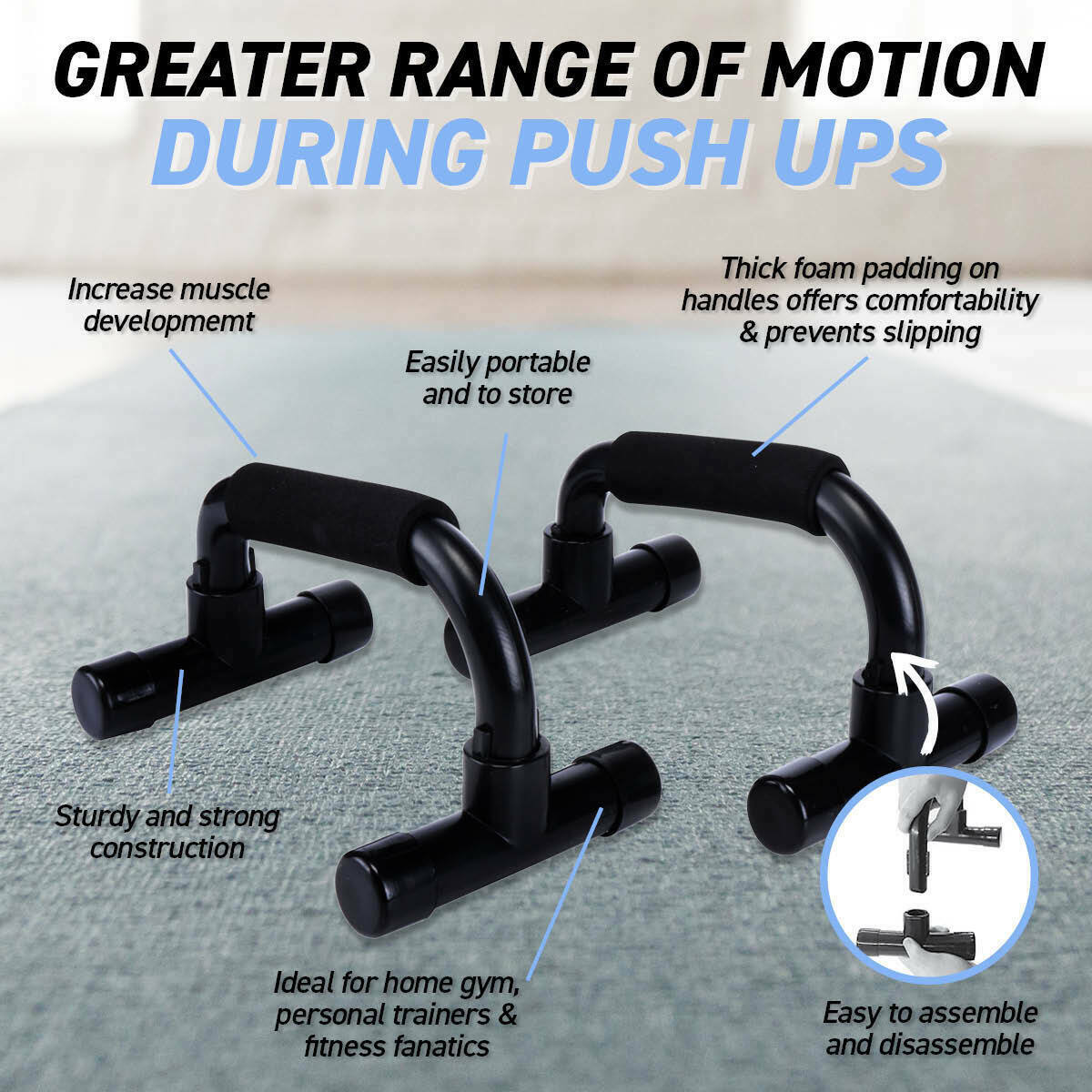 Sas Sports Non Slip Foam Grip Push Up Bars
