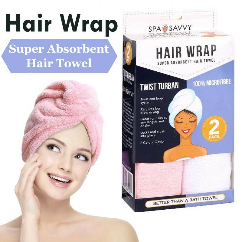 Spa Savvy Hair Wrap Hair Towel 2 Pack