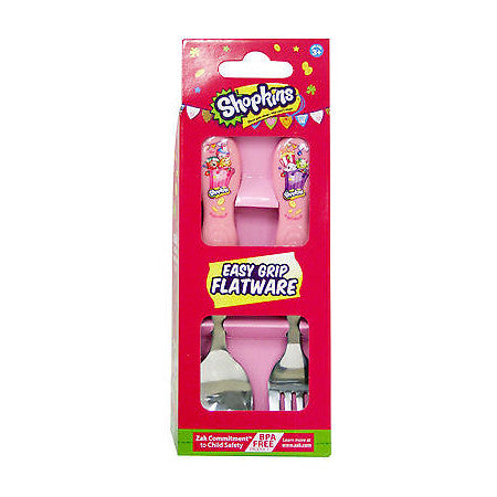 SHOPKINS Kids Easy Grip Flatware Spoon & Fork Cutlery Set
