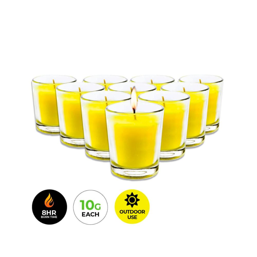 2 Pack x Garden Greens Citronella Scented Tealight Candles In Glass Holders 10g 5pc