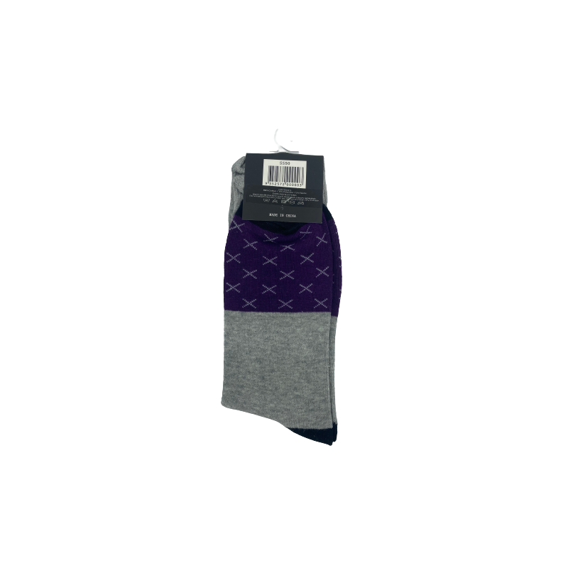 Sock Standard - Black/Purple/Grey/X Pattern