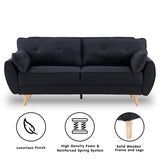 Sarantino 3 Seater Modular Linen Fabric Sofa Bed Couch Futon - Black