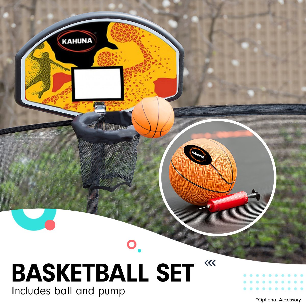 Kahuna 8ft Springless Trampoline with Basketball Set