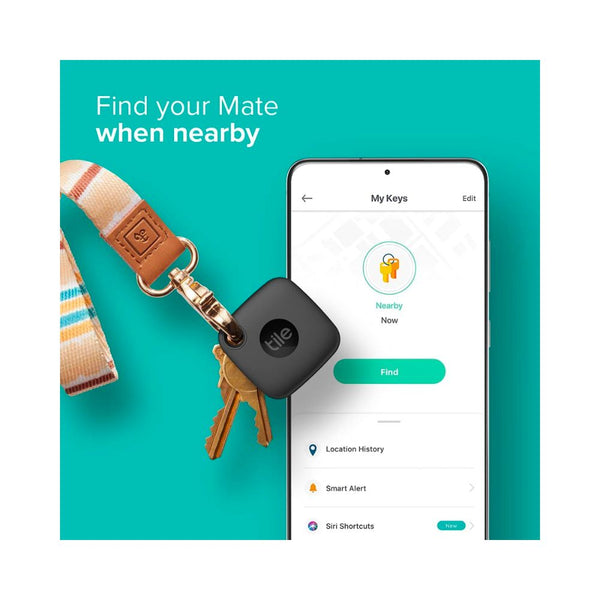 Tile Mate Versatile Bluetooth Tracker Black 1 pack Smooth Sales