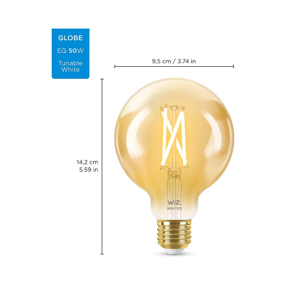 WiZ 7W 640lm G95 E27 Filament Amber Smart Bulb