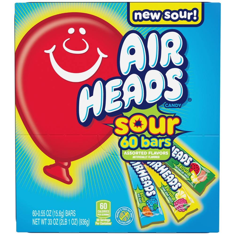 60 x Airheads Singles Gravity Feed Boxes Assorted Sours 936g