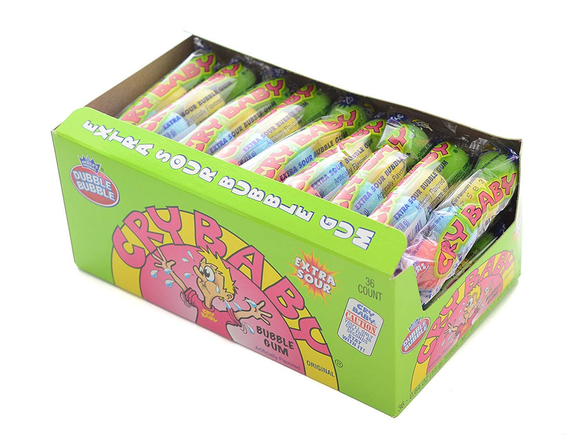 36 x Dubble Bubble Cry Baby Extra Sour Gumball 4-Ball Tube 18g