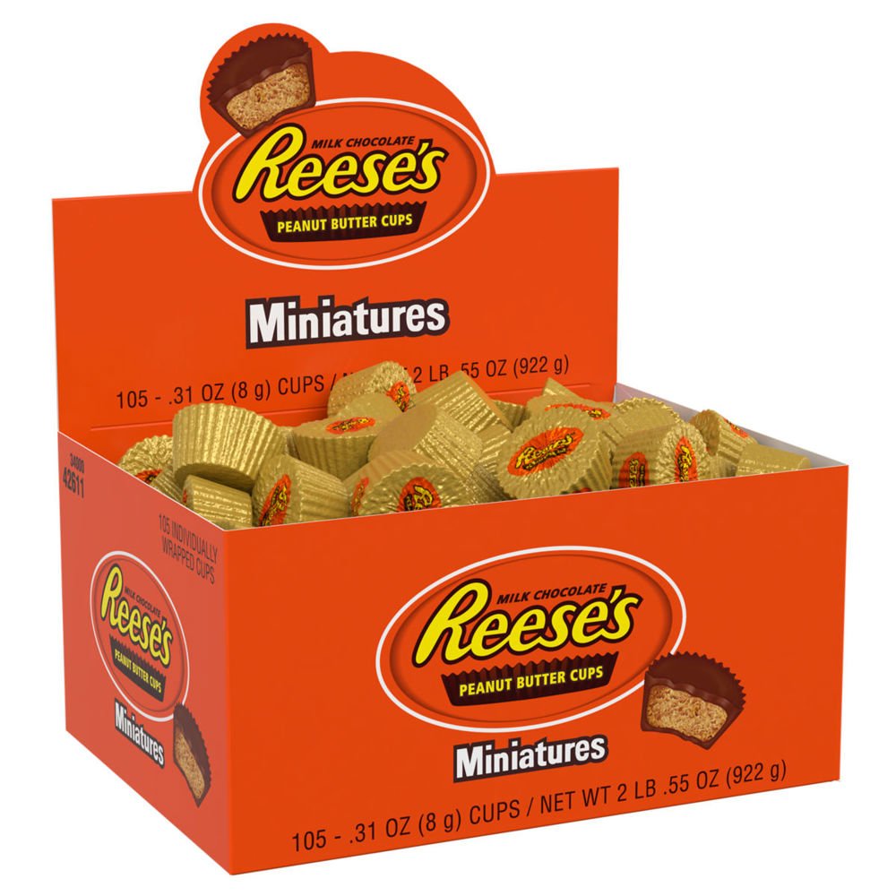 105 x US Reese's Peanut Butter Cup Miniatures Display Box 9g