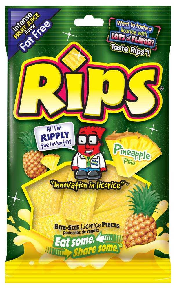 12 x Rips Bite-Size Peg Bags Pineapple Pieces 113g