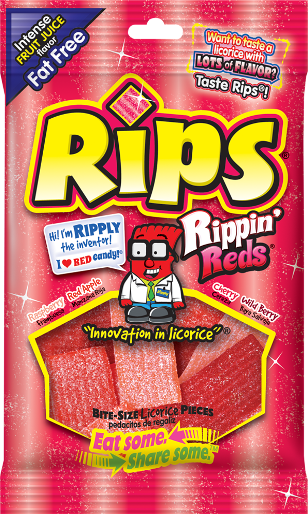 12 x Rips Bite-Size Pieces Peg Bag Rippin' Red 113g
