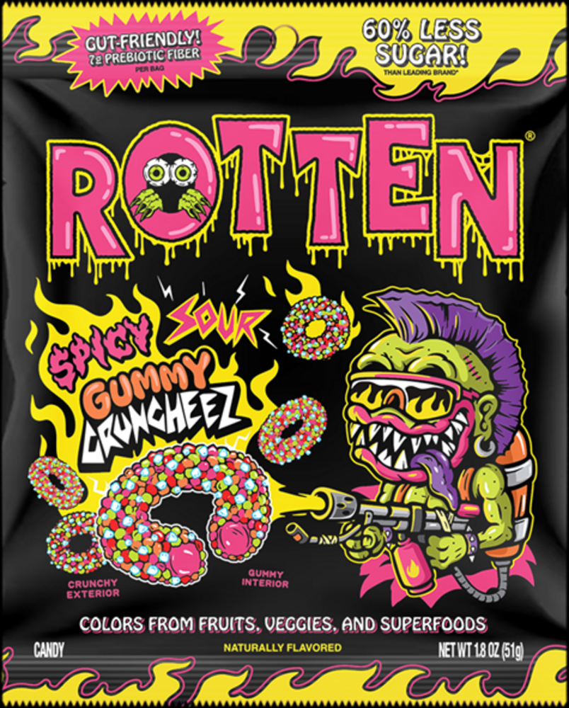 8 x Rotten Spicy Sour Gummy Cruncheez 51g