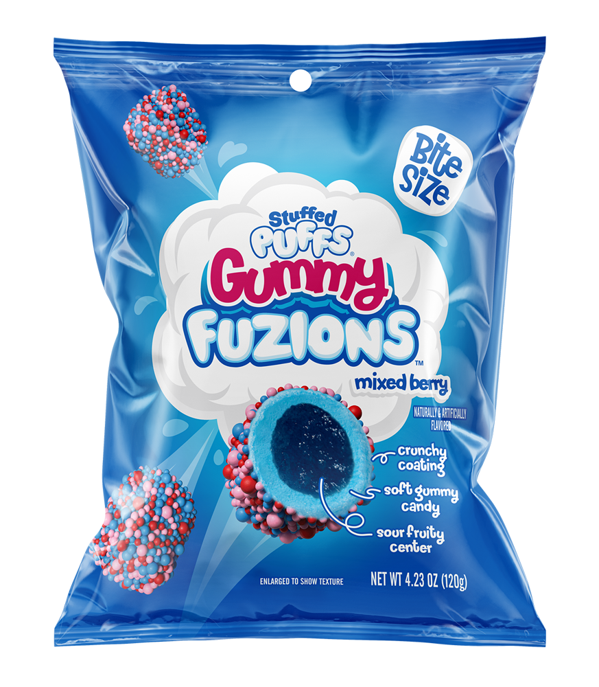 8 x Stuffed Puffs Gummy Fuzions Mixed Berry 120g
