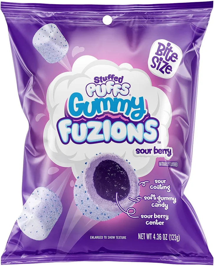 8 x Stuffed Puffs Gummy Fuzions Sour Mixed Berry 120g