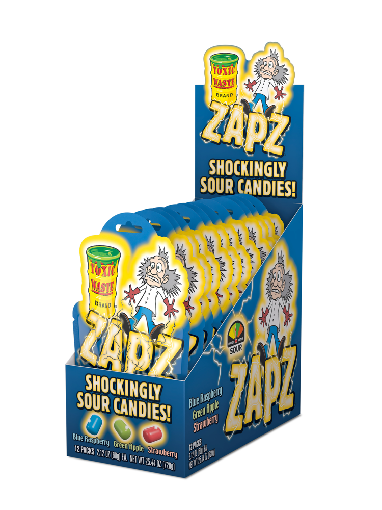 12 x Toxic Waste Zapz Assorted Sour Candies 60g