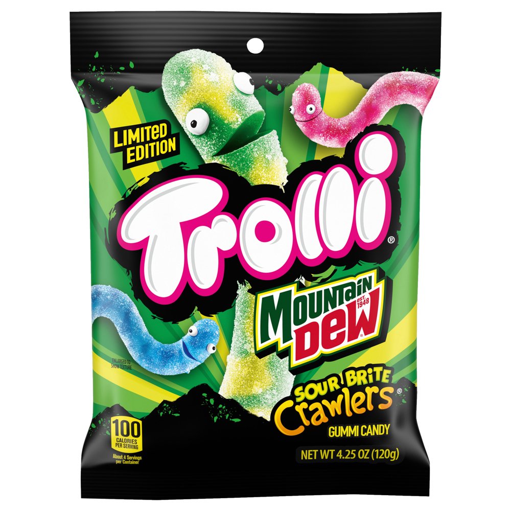 12 x Trolli Peg Bag Sour Mountain Dew Crawlers 120g