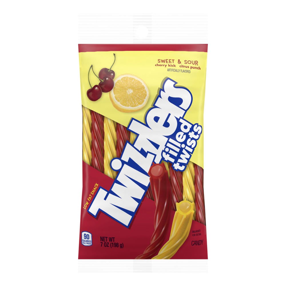 12 x Twizzlers Filled Twists Peg Bag Sweet & Sour 198g