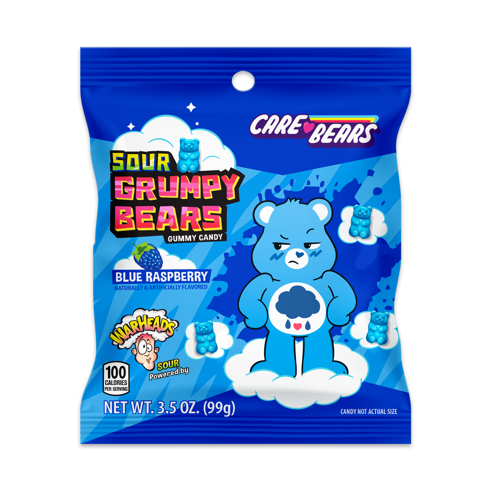 12 x Warheads Care Bears Sour Grumpy Bears Value Bag 99g