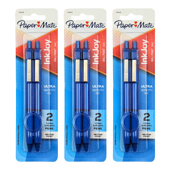 3 Pack x Paper Mate InkJoy 300RT Ballpoint Pens - 2pc - Blue