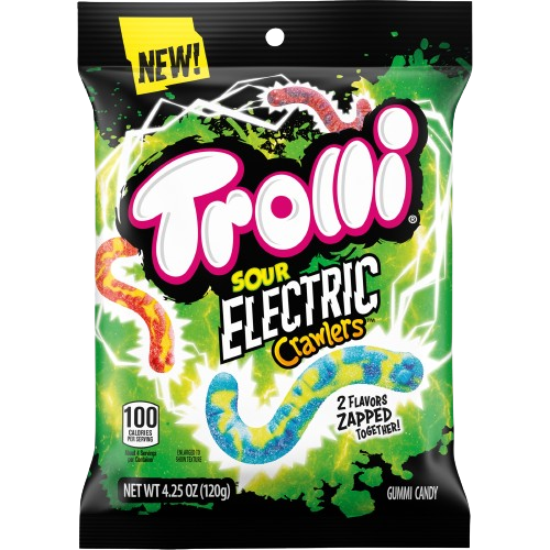 12 x Trolli Sour Electric Crawlers Peg Bag 120g
