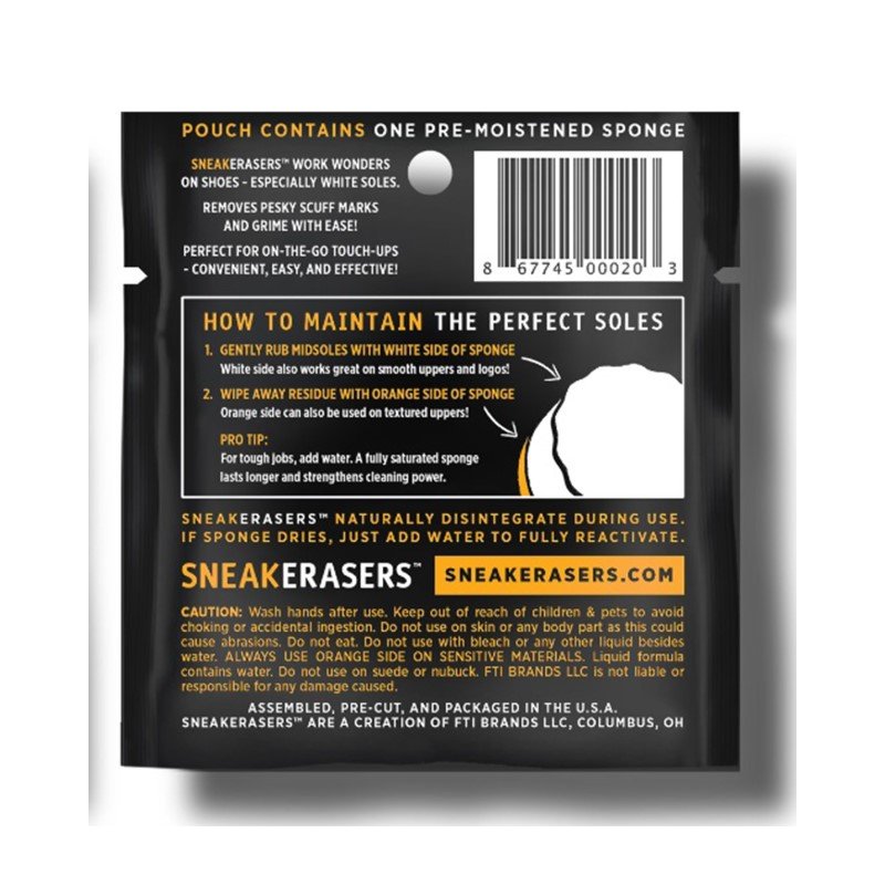 Sneakerasers Pre-Moistened 3Pk Instant Shoe Cleaner