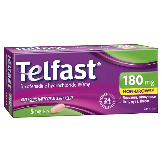 6 Pack x Telfast Hayfever & Allergy - 180mg – 5 Tablets