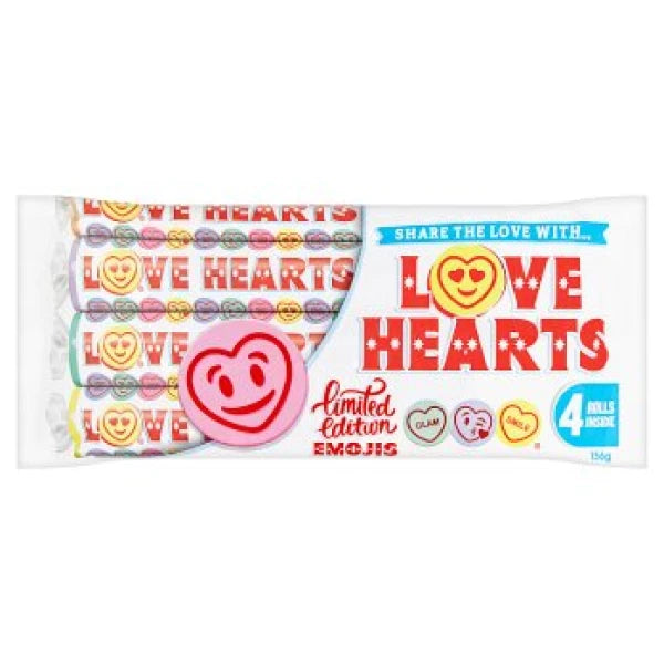 12 Pack x Swizzels Giant Love Hearts Roll 4pk 156g