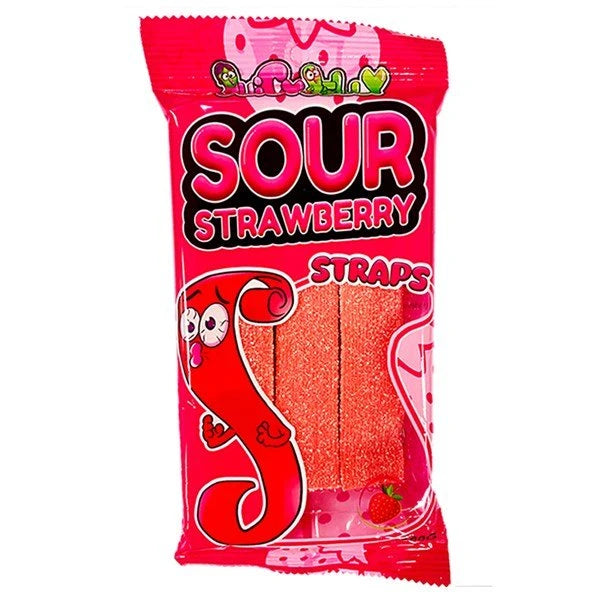 12 x Juicy Jelly Sour Strawberry Straps Hangsell 160g