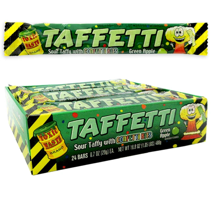24 x Toxic Waste Taffetti Green Apple 20g