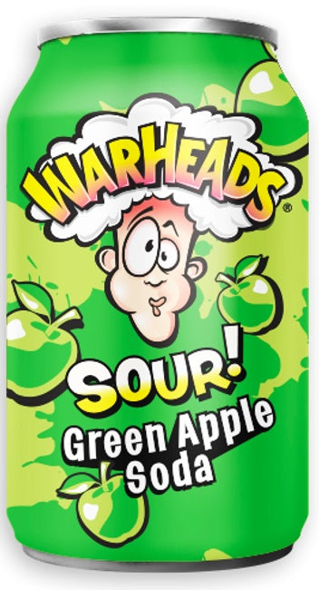 12 Pack x Warheads Sour Green Apple Soda 355ml