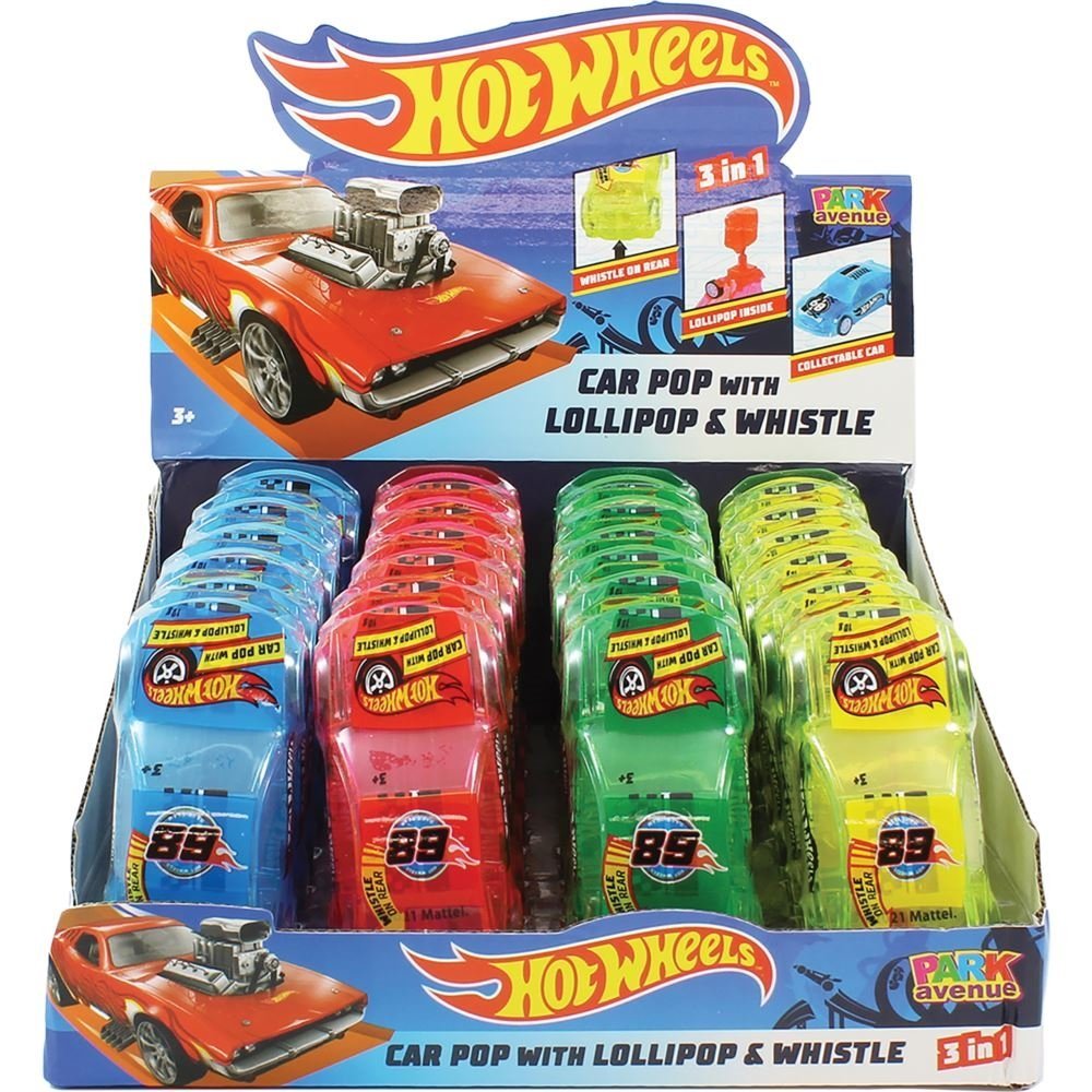 24 x Hot Wheels Car Pop with Lollipop & Whistle 10g