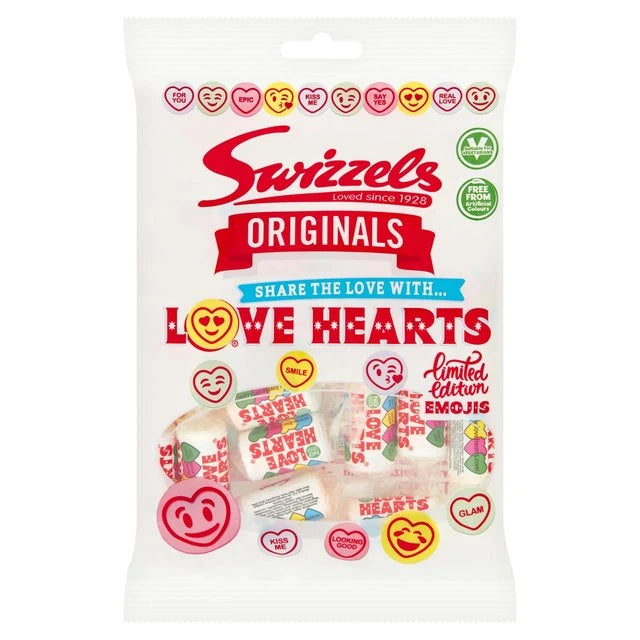 12 Pack x Swizzels LOVE HEARTS ORIGINALS BAG 120g