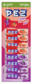 12 Pack x Pez Refills Strawberry & Grape 8 Pack 68g