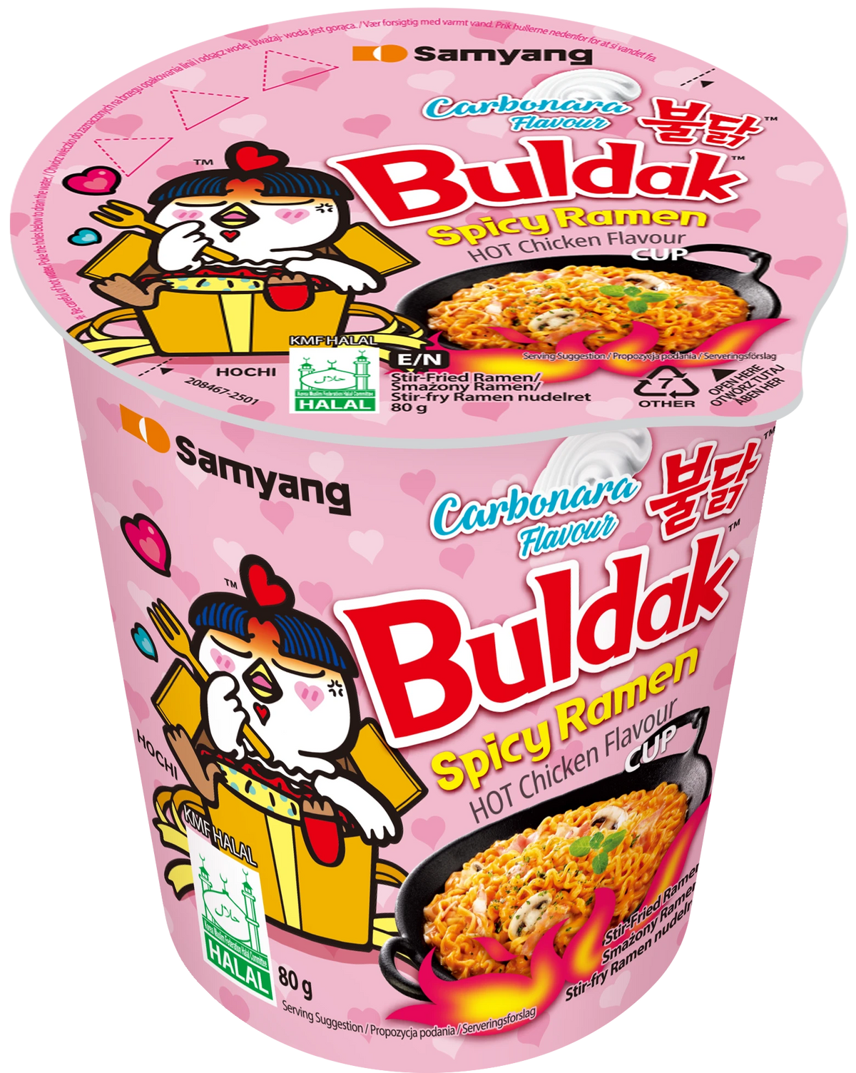 6 x Samyang Buldak Hot Chicken Carbonara Cup Ramen 80g