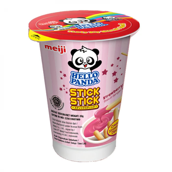 12 x Hello Panda Stick Stick Strawberry 20g