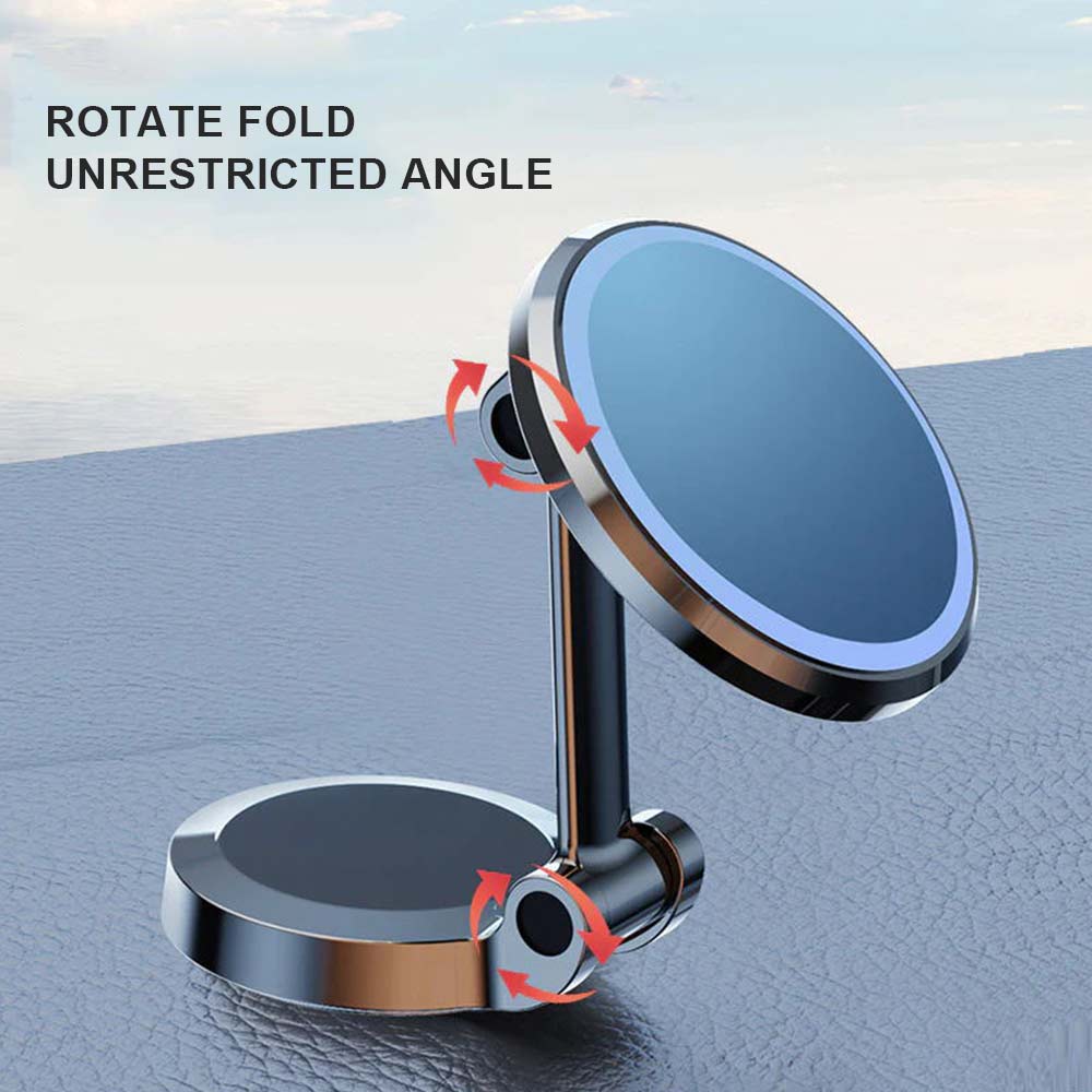 Foldable Magnetic Metal Car Dash & Window Phone Mount - Black