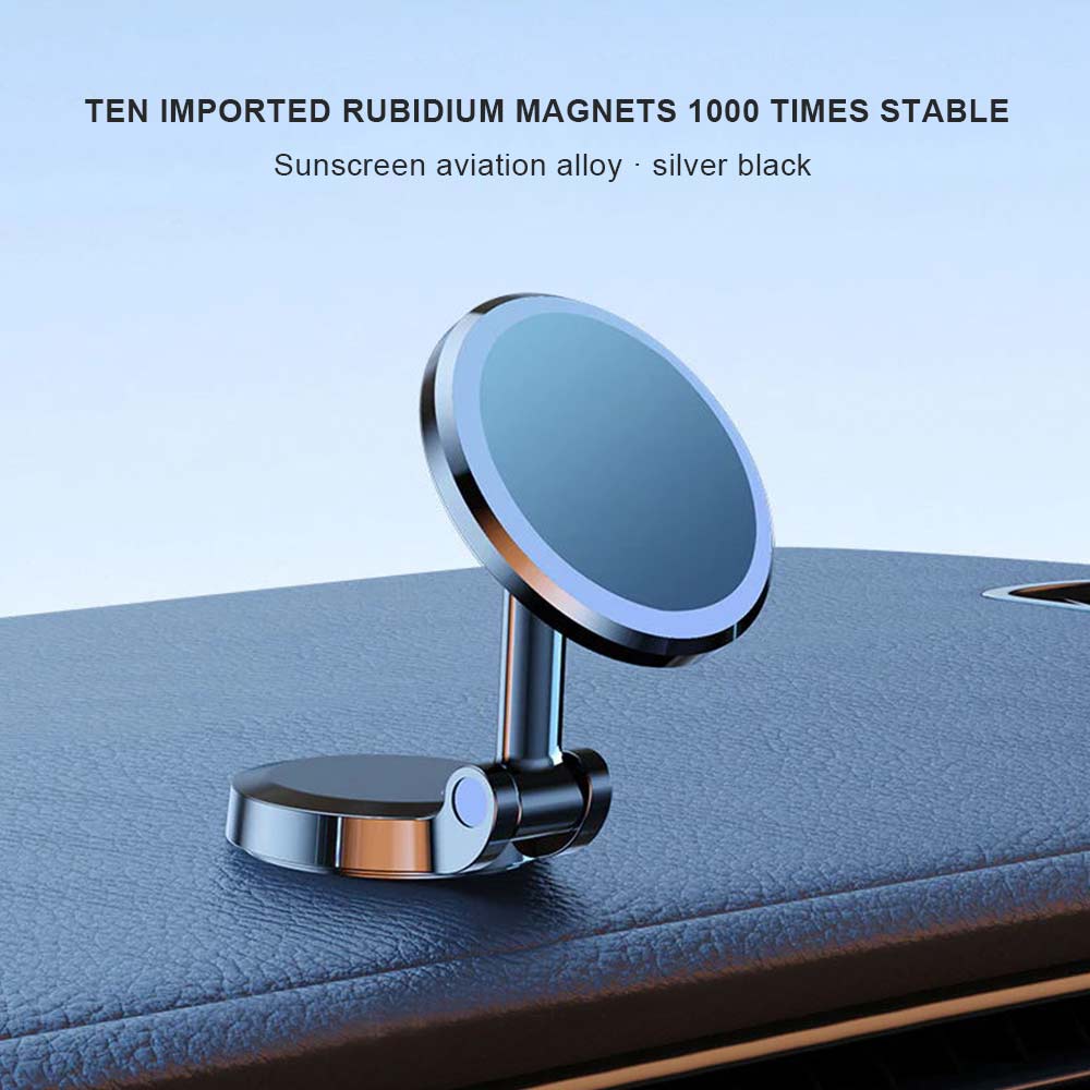 Foldable Magnetic Metal Car Dash & Window Phone Mount - Black
