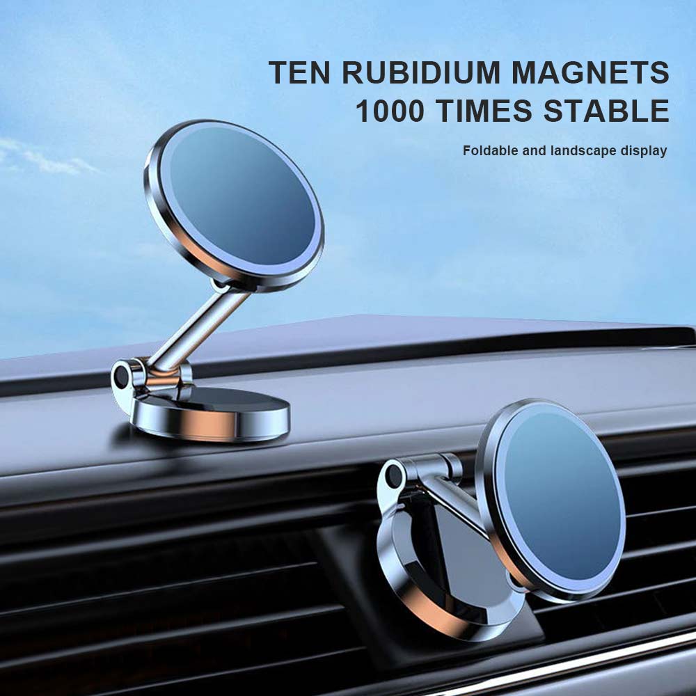 Foldable Magnetic Metal Car Dash & Window Phone Mount - Black