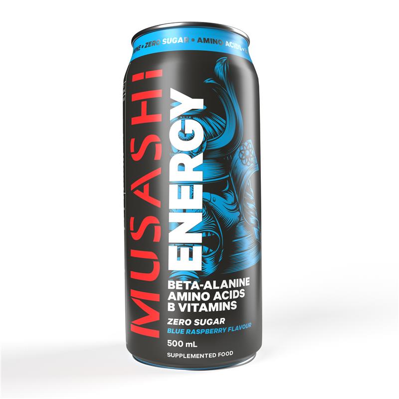 12 Pack x Musashi Energy Drink 500ml- Blue Raspberry
