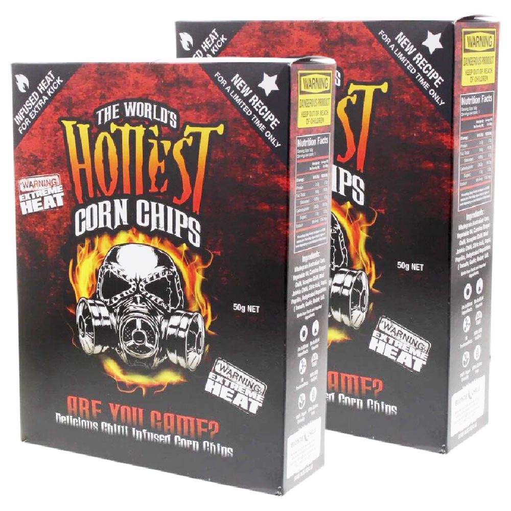2 Pack x World's Hottest Corn Chips - Carolina Reaper & Scorpion Extreme Chilli 50g