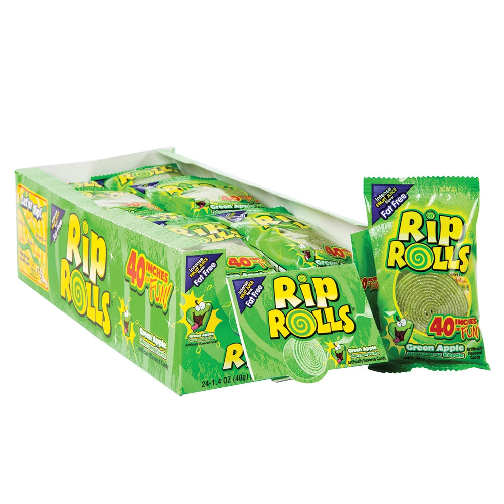 24 x Rip Rolls Green Apple 40g