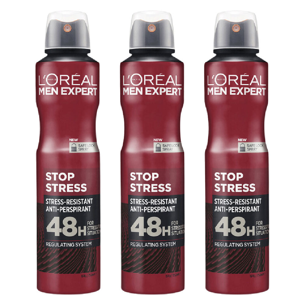 3 Pack x L'Oréal Paris Men Expert Stop Stress Aerosol Deodorant 250ml