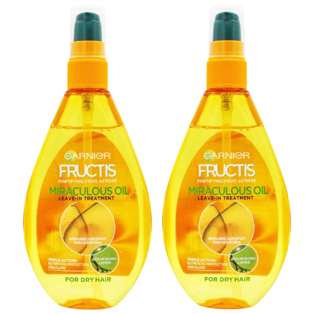 2 Pack x Garnier Fructis Miraculous Oil Leave-In Treatment For Dry Hair 150ml