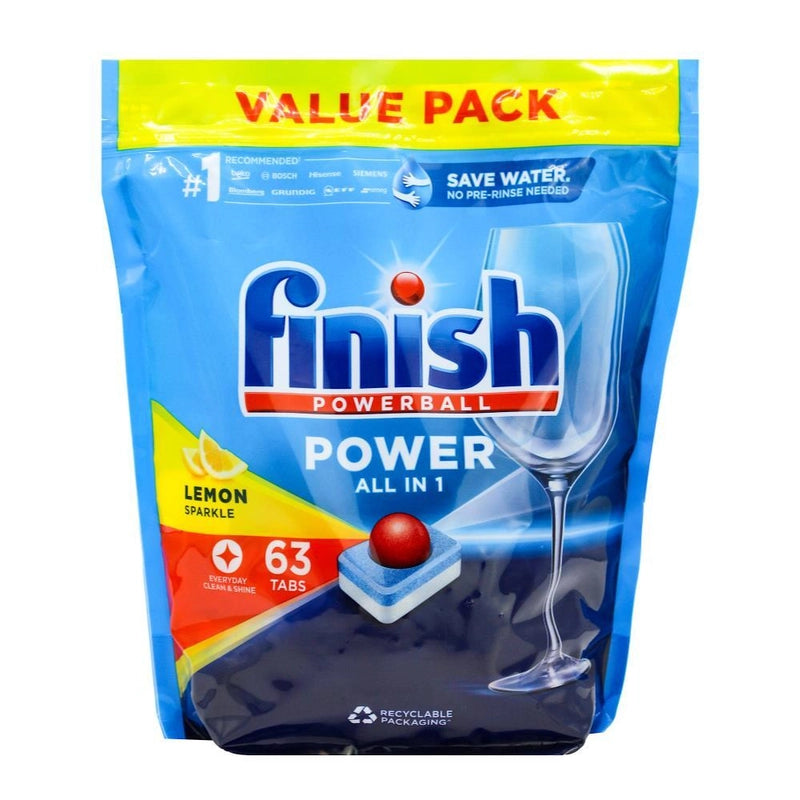 2 Pack x Finish Powerball Power Lemon Sparkle All In 1 63 Tablets