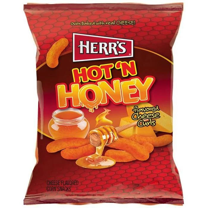 12 x Herr's Hot 'n Honey Cheese Curls 170g
