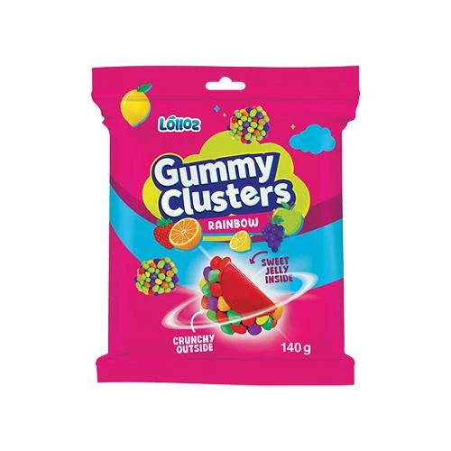 12 x Lolloz Gummy Clusters Rainbow 140g