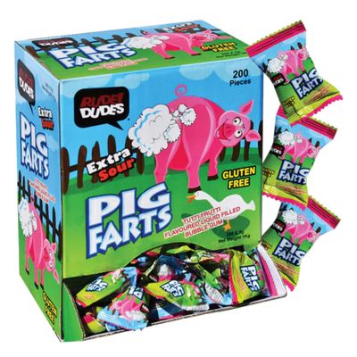 1 Box x Rude Dudes Pig Farts Bubble Gum 200pcs
