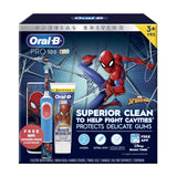 Oral B Limited Edition Disney Spiderman Toothbrush Pro 100 + Fruity Toothpaste + Book Gift Pack